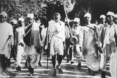 Mohandas Gandhi leading the Salt March, 1930